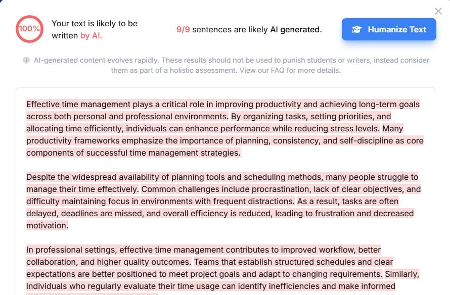 Phrasly AI detection test