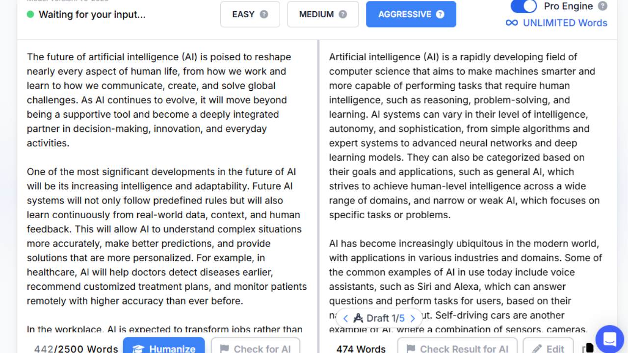 Phrasly AI Humanizer Results