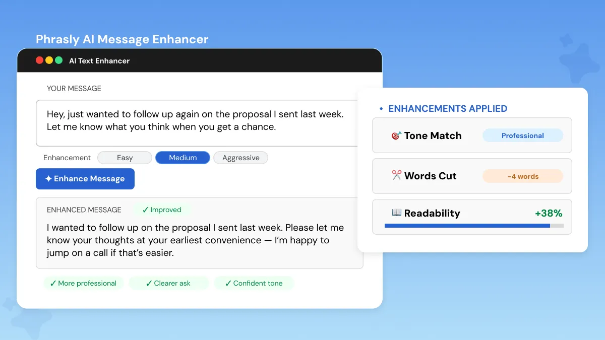 Phrasly AI Message Enhancer