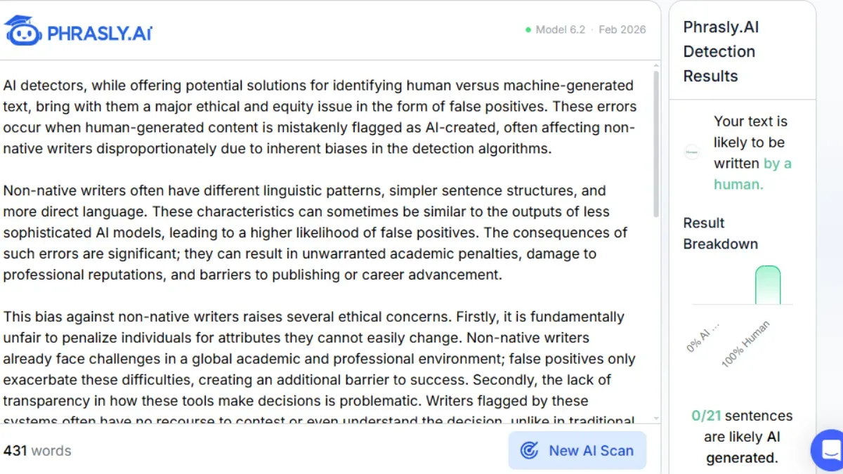 Phrasly AI Result