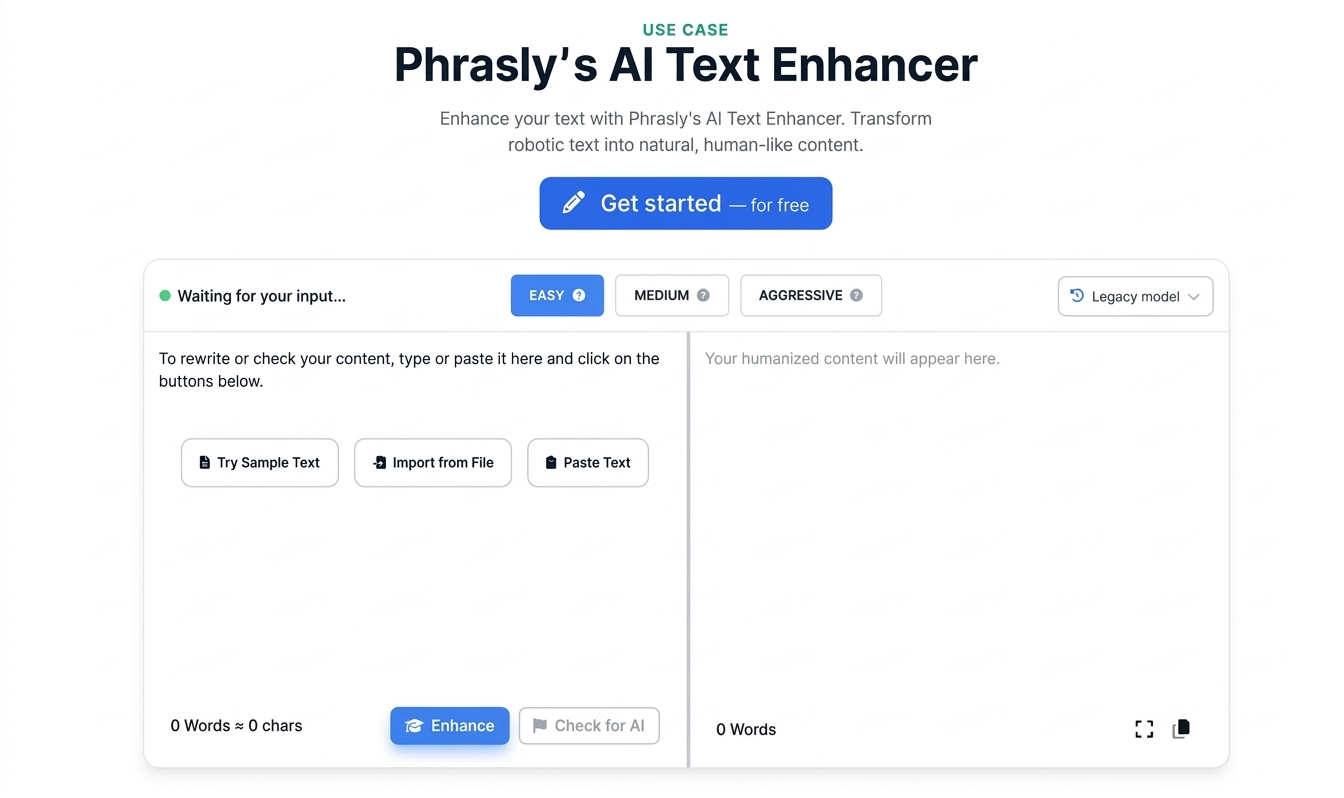 Phrasly.AI Text Enhancer