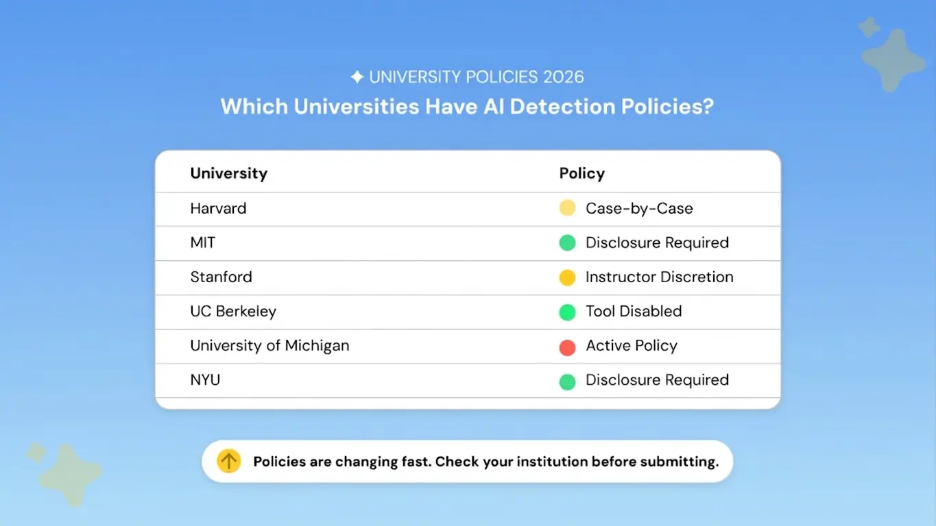 Universities AI Detection Policies 2026