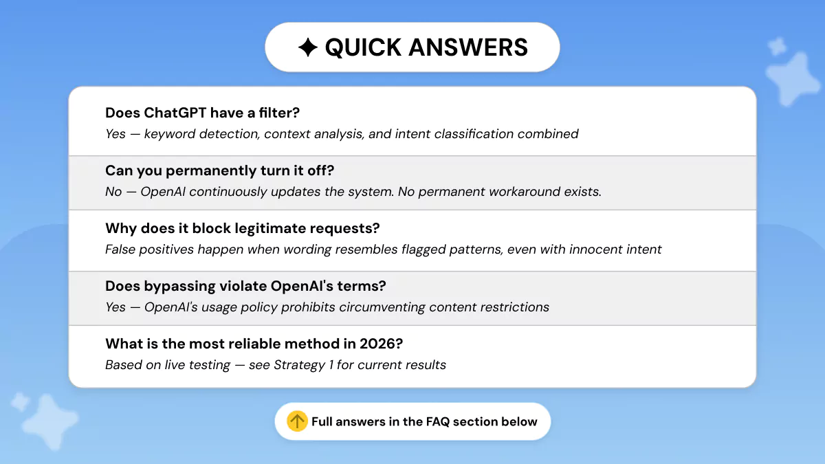 ChatGPT Filters Quick Answers
