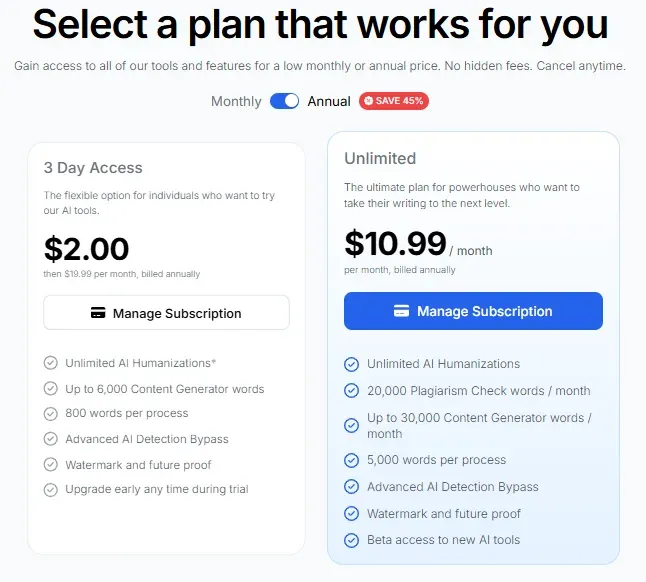 Phrasly AI pricing plans 2026