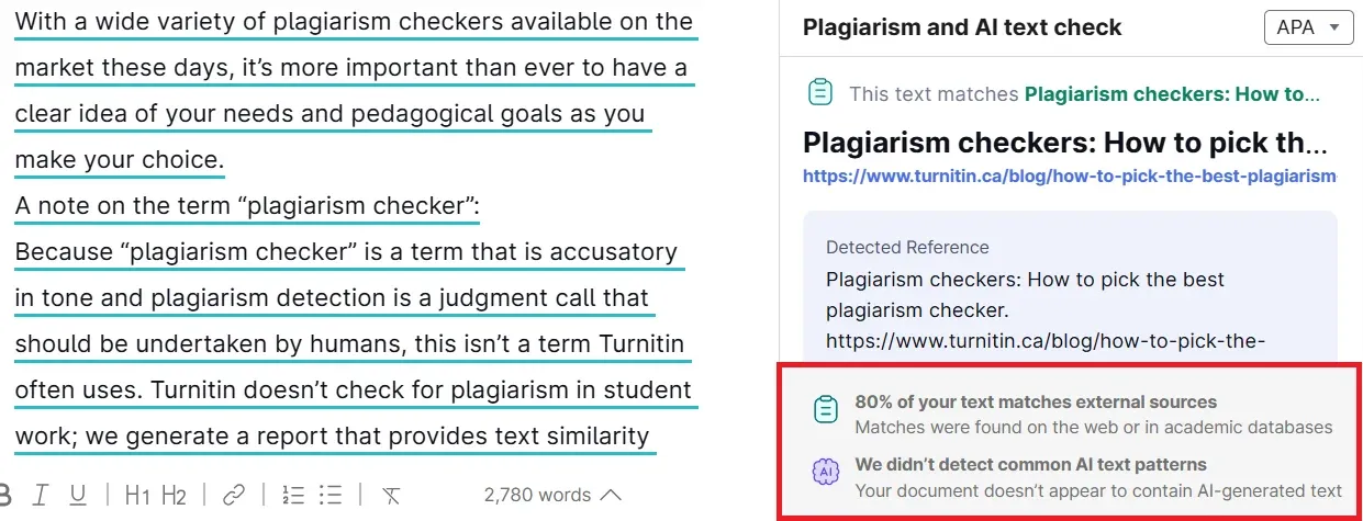 Grammarly plagiarism checker verbatim copy paste showing 80 percent match result