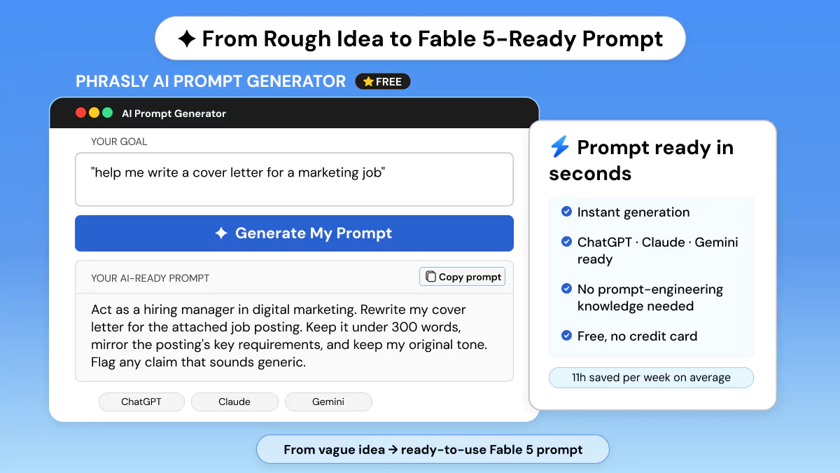 Generate Claude Fable 5 Prompts with Phrasly