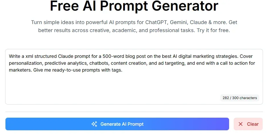 Free Claude Prompt Generator