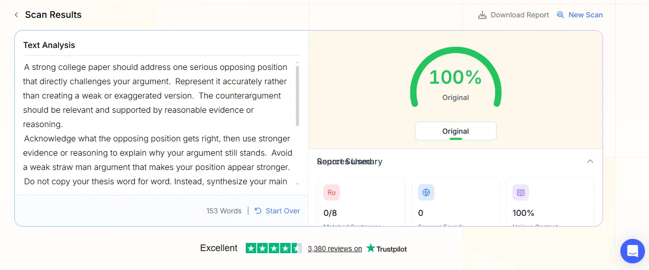 Phrasly plagiarism check result for Sample 4