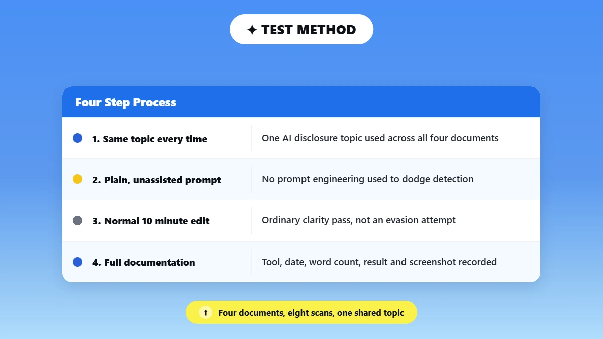 Four step workflow diagram of the testing method used
