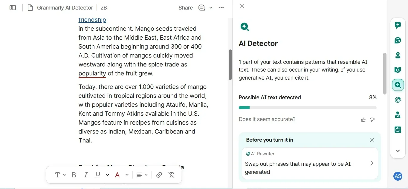is grammarly ai check accurate, human creative writing score
