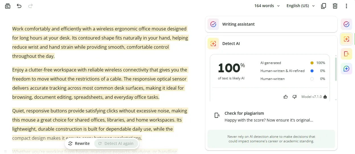 Sample 1 Pure AI Result QuillBot