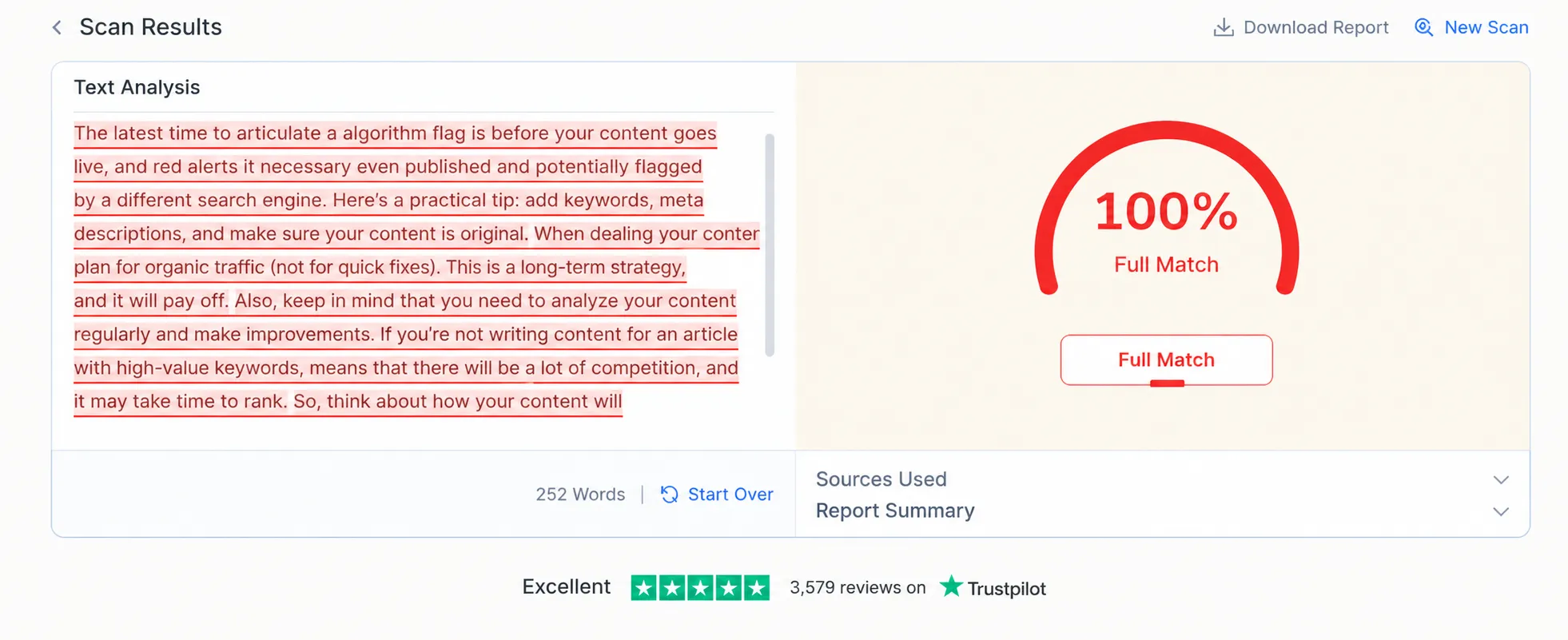 Phrasly Verbatim Copy Result
