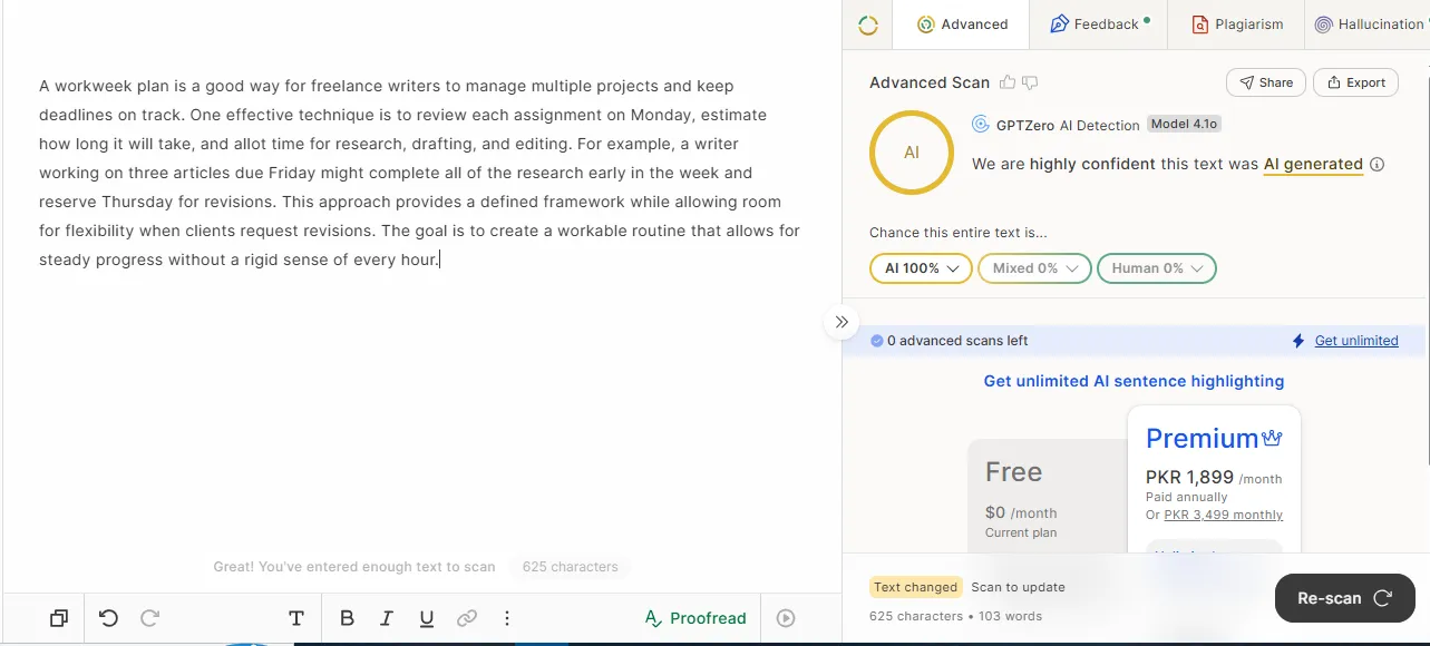 GPTZero, QuillBot rewrite: AI 100%. Tested October 18, 2026.