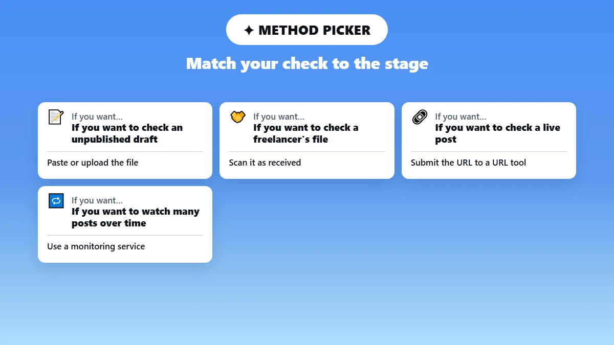 grid matching draft, freelancer, published and ongoing posts to the right check method