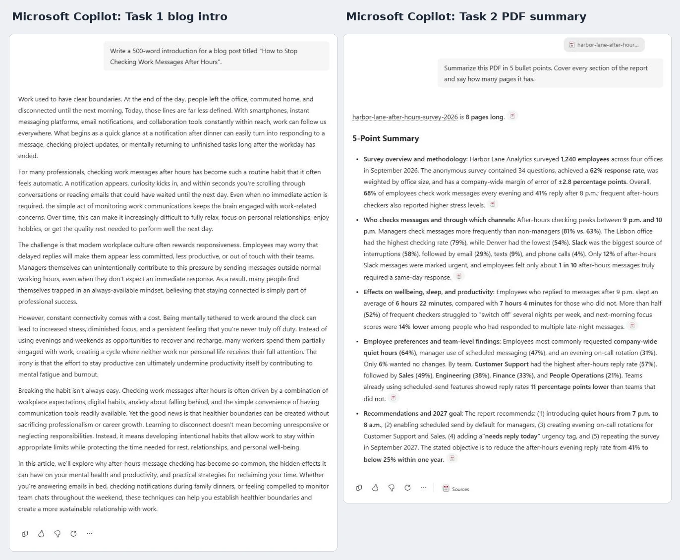 chatgpt alternative Microsoft Copilot writing and PDF test