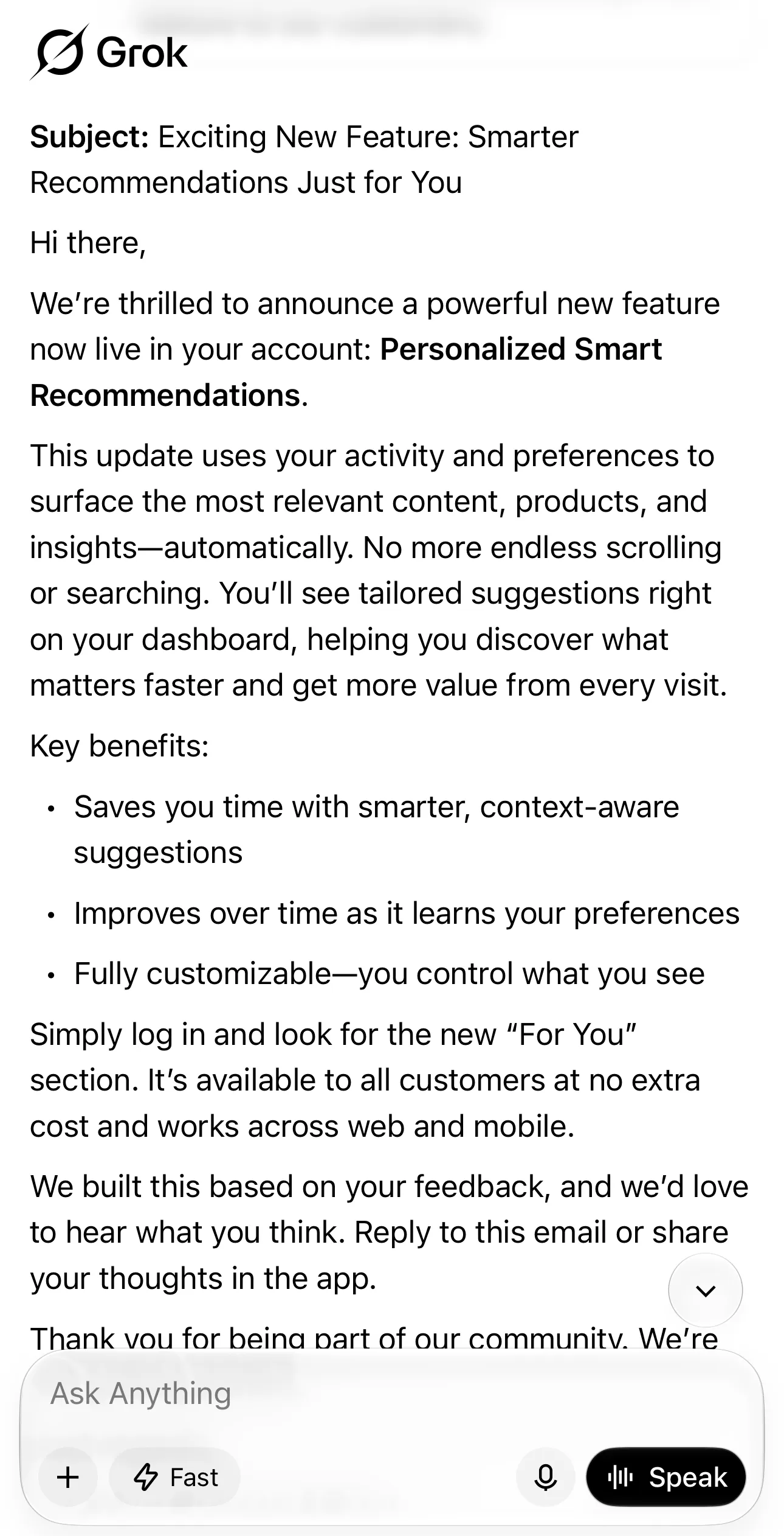 S2: The same prompt in the Grok iOS app. Tested October 17, 2026.
