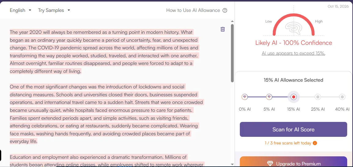 Originality AI (Likely AI, 100%)