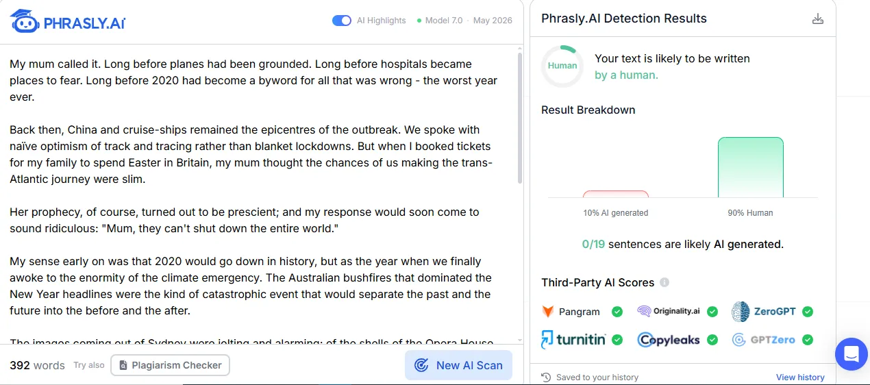 Phrasly human (90% Human, 0 of 19 sentences)