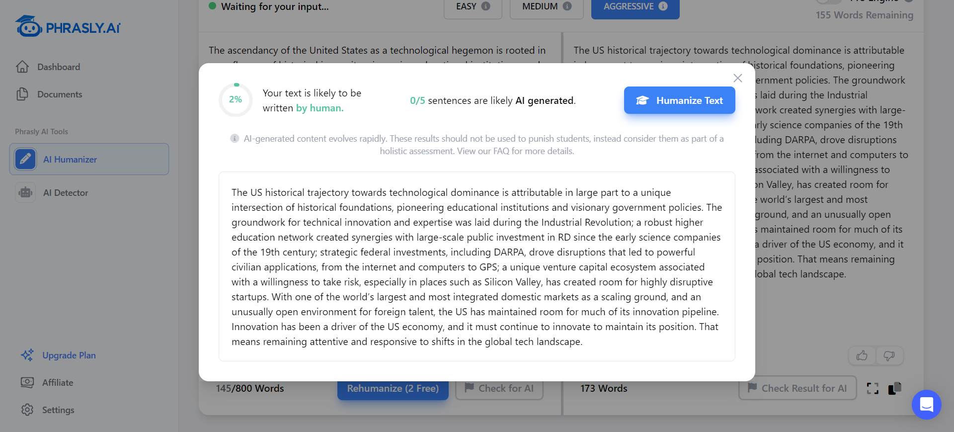 How to Check if Your Content Was Created by AI With Phrasly.AI