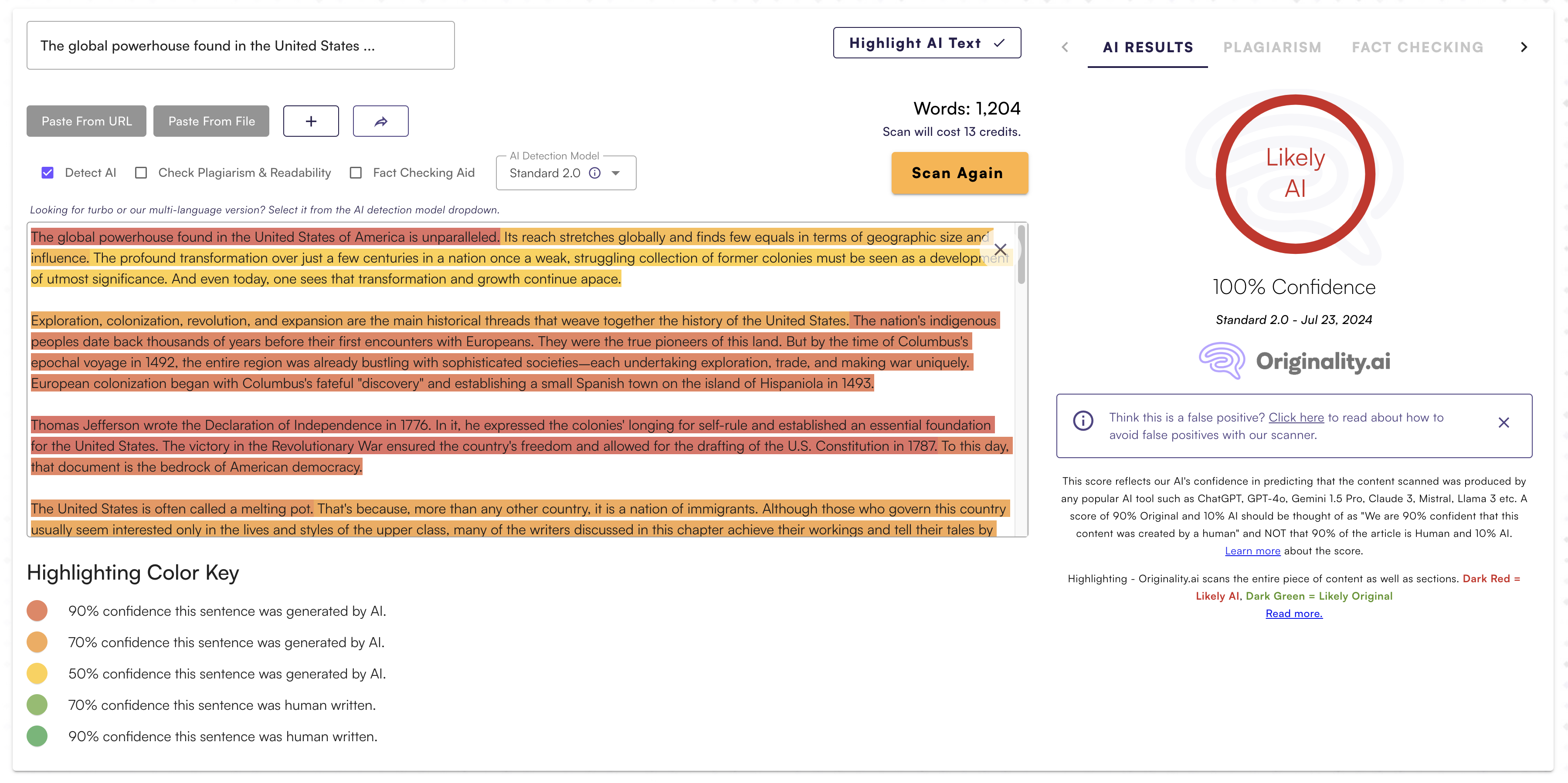 StealthGPT’s “Human” Text on Originality.AI After Grammar Fix